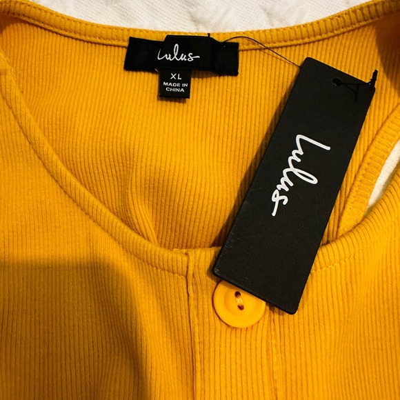 Lulus Mustard Yellow Button-Front Cutout Midi Dress - Picture 9 of 11